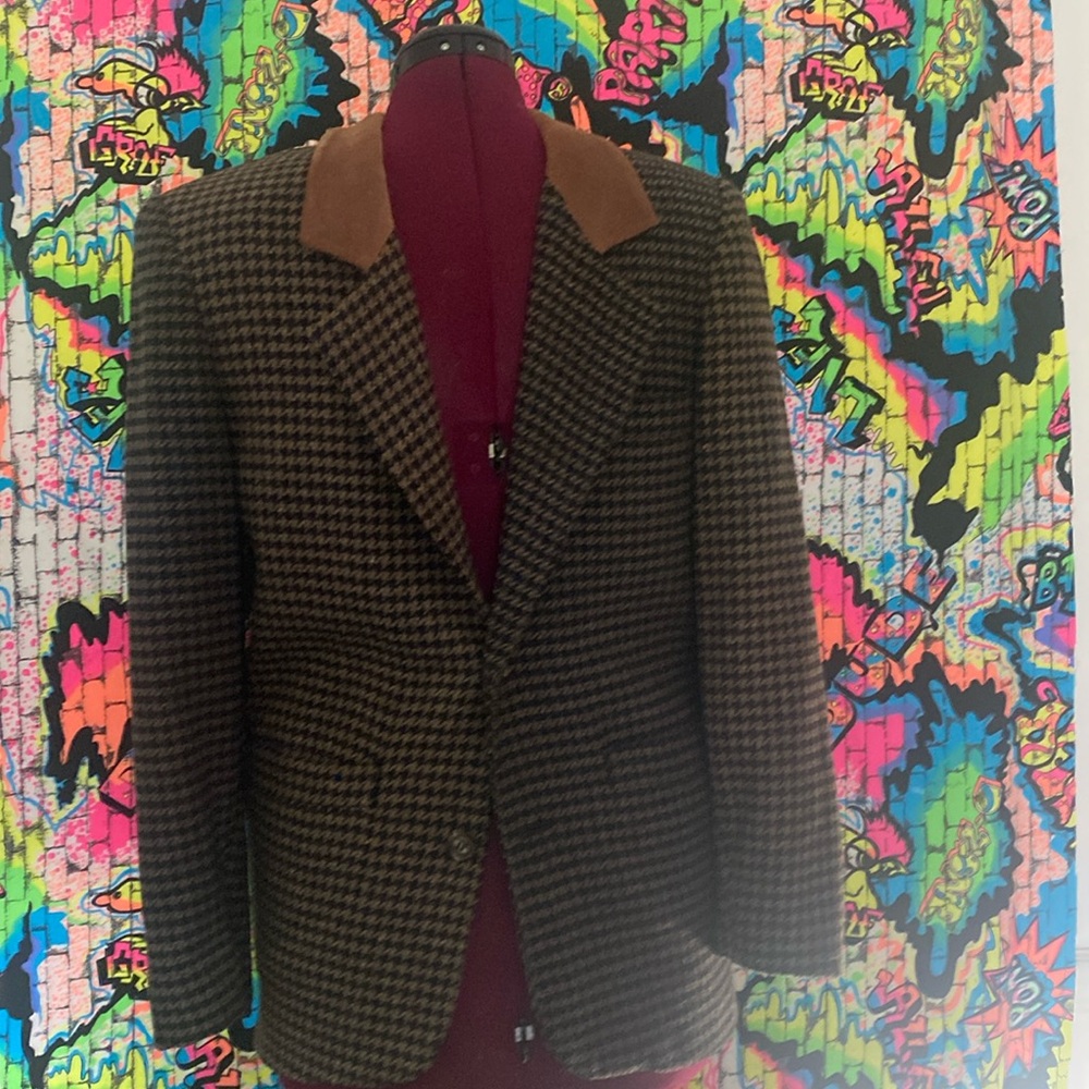 Vintage 80 JL Colebrook Blazer Men Small Two Toned Brown 2 Button Wool Made USA